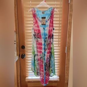 Hand painted tie dyed summer sleeveless dress one size fits all NWT NEW